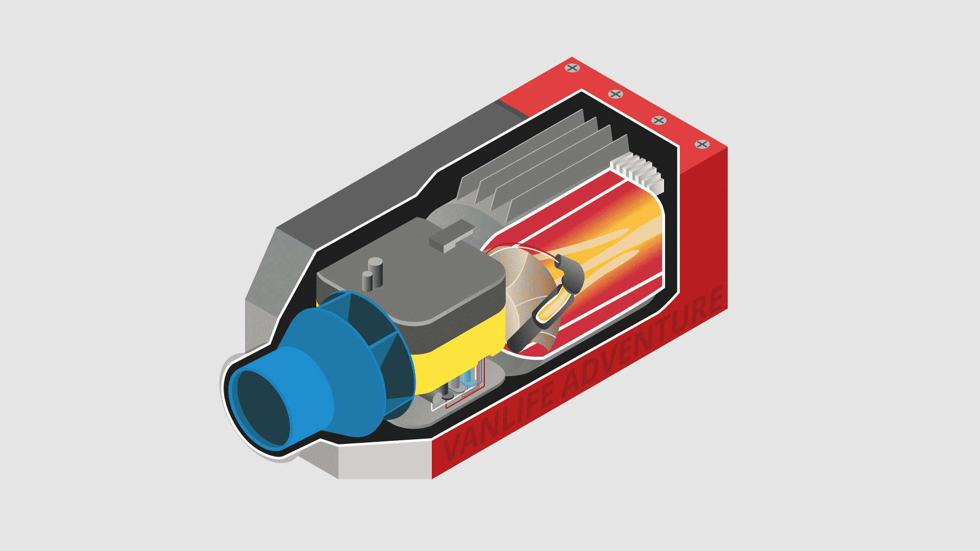 A cross-section of a diesel night heater showing how it works
