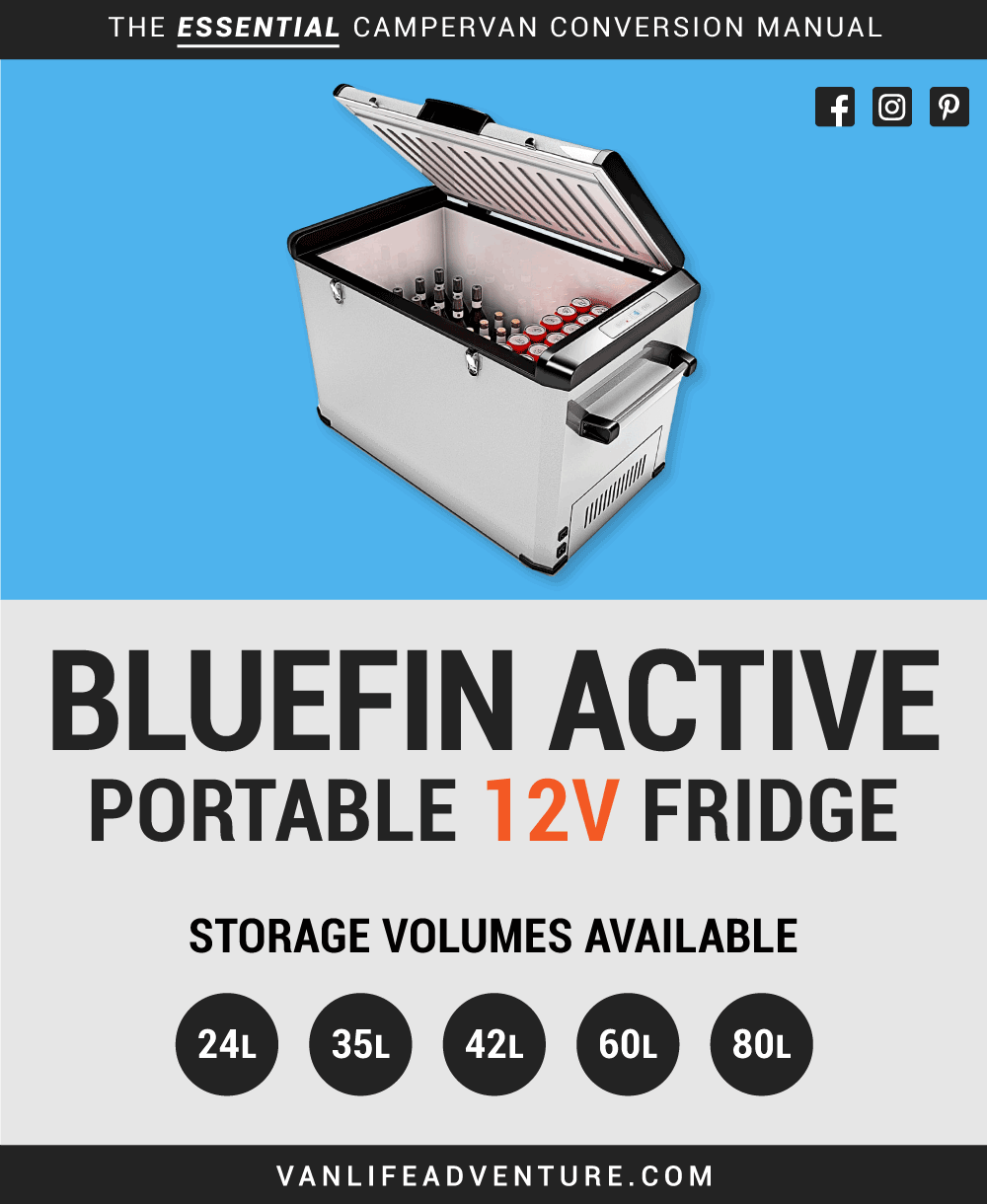 Bluefin Active 12v Portable Campervan Fridge Refrigerator RV Motorhome